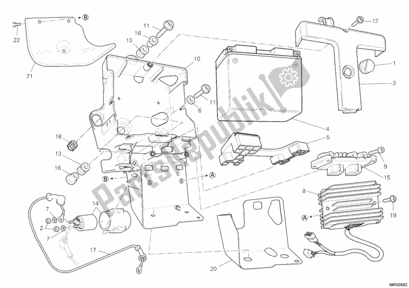 Todas as partes de Bateria do Ducati Superbike 1198 R USA 2010